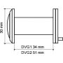 Глазок дверной, стеклянная оптика DVG1/HD, 16/35х60 SN Мат. никель