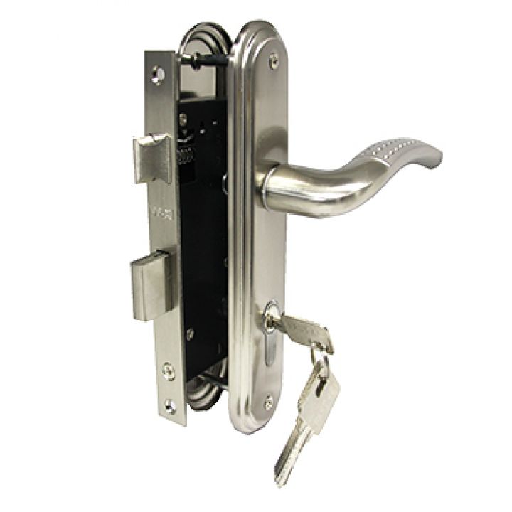 Замок врезной MAXI Locks MLC62-510-SN комплект с ручками и ц.м. Матовый никель