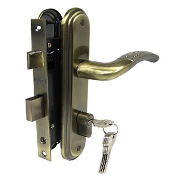 Замок врезной MAXI Locks MLC62-510-AB комплект с ручками и ц.м. Бронза