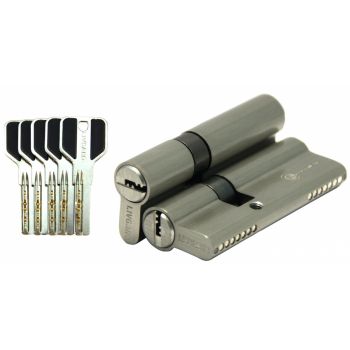 Цилиндровый механизм LIVGARD C50/30 перфо.ключ-ключ SN Матовый никель
