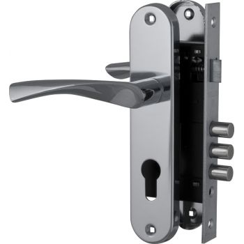Замок цилиндровый с в комплекте с ручкой LOCKSET.1511W/B (SET F1511W/B) CP хром